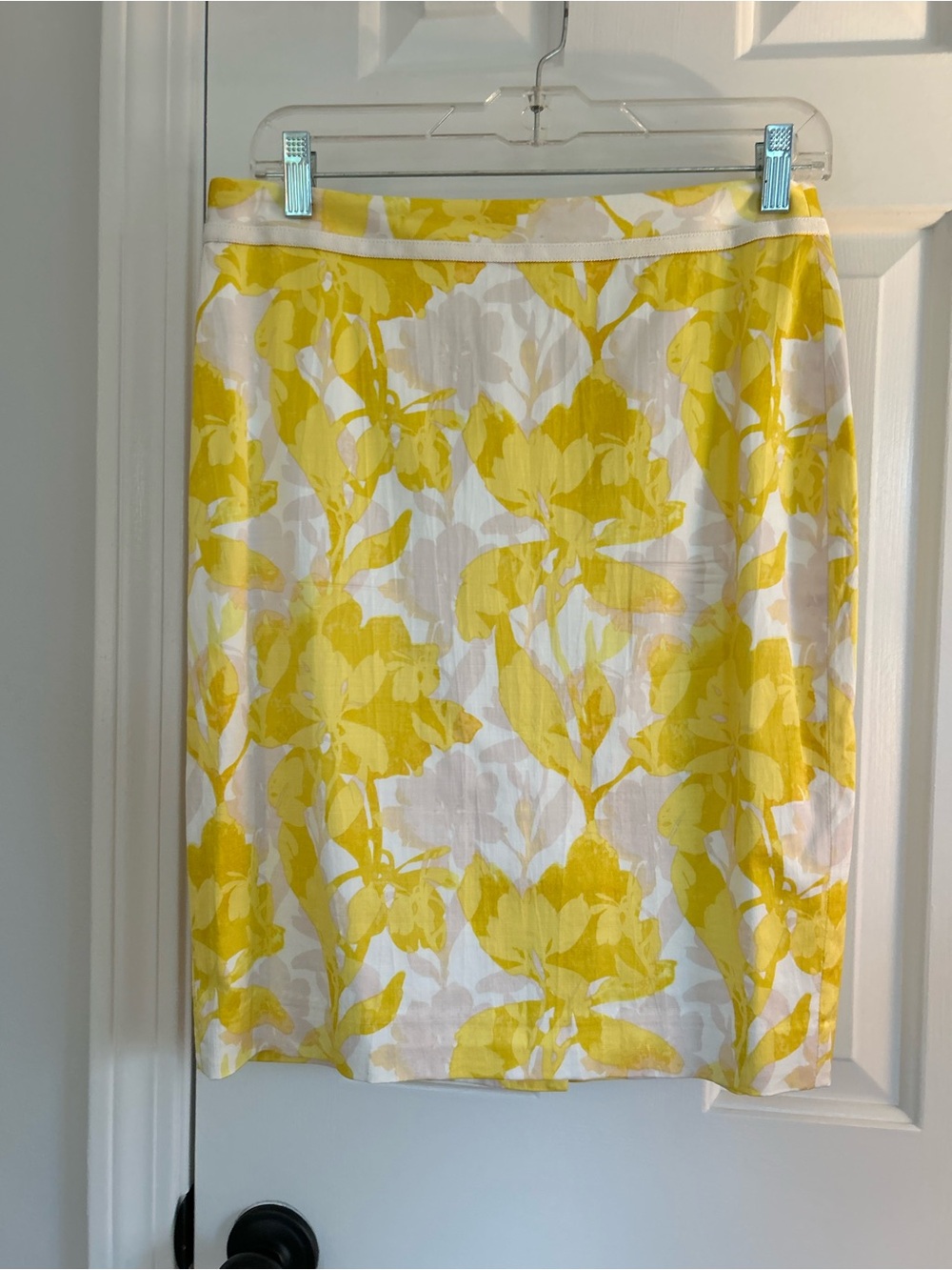 Banana Republic Yellow and White Floral Pencil Skirt